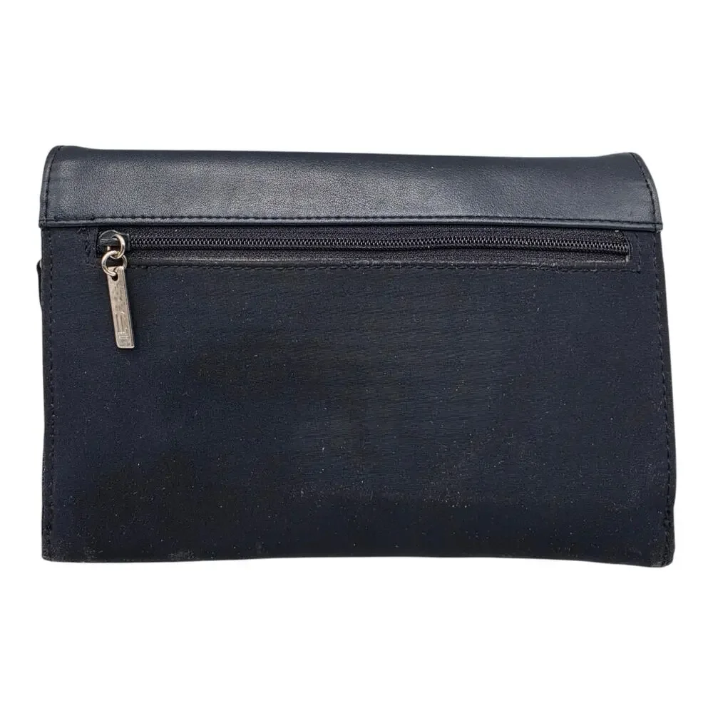 Liz Claiborne Black Travel Organizer Crossbody Wallet Purse Mirror Card Slots